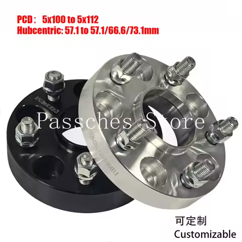 2pcs 25mm Convert Wheel Adapters PCD 5x100 to 5x112 CB 57.1 to 57.1/66.6/73.1mm Lug Studs M12x1.5