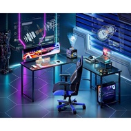 Pjga โต๊ะเล่นเกมรูปตัว L โต๊ะคอมพิวเตอร์51นิ้วพร้อมขาตั้งจอโต๊ะเล่นเกมเกมส์ PC โต๊ะมุมสำหรับสำนักงาน
