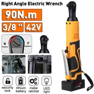 42V Electric Wrench Cordless Ratchet 200N.m Rechargeable Scaffolding Right Angle Wrench 3/8 with 2 B