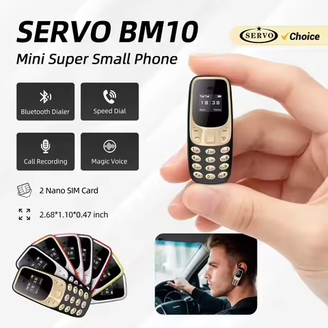 SERVO BM10 Ultra Mini Pocket Feature Phone Dual SIM Bluetooth Earphone Voice Changer MP3 Low Radiati