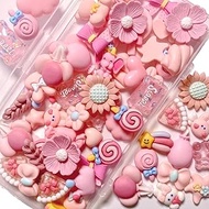 70 Pcs Pink Animals Flowers Slime Charms Kit, Assorted Cute Heart Bow Resin Charm, Bulk Mixed Cartoo