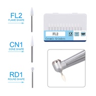 12Pcs/Box Dental White Stone Polishing FG Burs Cone/Flame/Round Shape Abrasion Bur Fit For High Spee