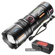 Senter ZOOM Led Super Terang 4 Mode Cahaya Model Stips Warna Warni 2000 Lumens - B706