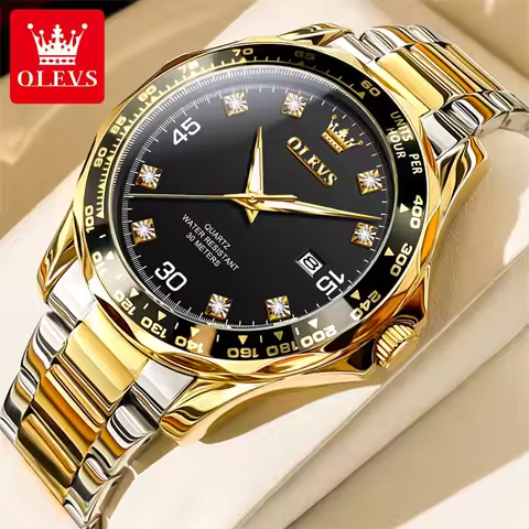 OLEVS 9988 Original Quartz Watch for Men Green Water Ghost Series Luxury Man Watch Luminous Calendar