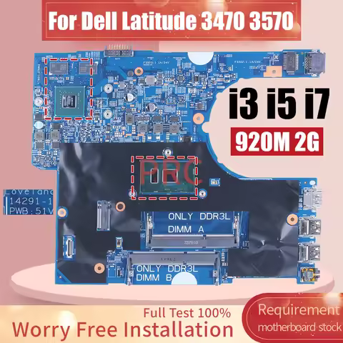 For DELL Latitude 3470 3570 Laptop Motherboard 14291-1 i3-6100U i5-6200U 920M 2G 0P5M6K 0YKP8M Noteb