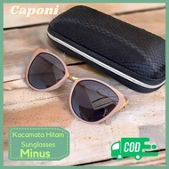 TERBARU Kacamata Mata Minus Wanita Cat Eye Gaya Untuk Hijab Lensa Hitam Permanen Untuk Anti Silau