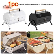 ROUNDIN Barbeque Stove, Folding Multifunctional BBQ Grill, Portable Dual Side Barbecue Tools Camping