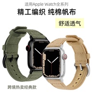 เหมาะสำหรับ iWatchS9 สายนาฬิกา Apple ผ้าใบผ้าฝ้ายทออย่างประณีตกีฬา Apple Watch 8654321SE