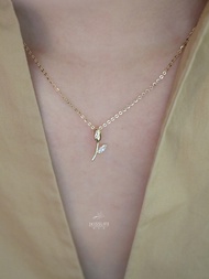 JKISS S925 Silver Plated 9K Gold Necklace Tulip Temperament Design Pendant Collarbone Chain