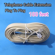100 feet Telephone cable extension plug to plug wayar menyambung talipon 100 kaki panjang male to ma