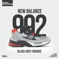 New Balance 992 Black Grey Orange 100% Original Sneakers Casual Pria Wanita Sepatu Ori Murah Sepatu 