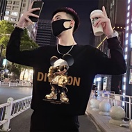 Street Wear Printed Autumn Winter Style ins High-End Top Bottoming Shirt COD Long Pullover Loose Men