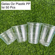 Gelas Plastik 10oz 12oz 14oz 16oz - Cup Oz Datar Isi 50Pcs