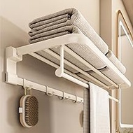 Towel Rail without Drilling, 90° Folding Towel Rack, Bathroom Towel Holder, Wall Towel Rail with 5 T
