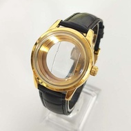 39MM เคสใสผีเสื้อสายปุ่มกดสองครั้งหนังกระจกแร่สำหรับการเคลื่อนไหว NH35/36/4R/7S