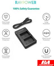 Dock Sạc Sony NP-FW50 -  RAVPower cho Sony NEX 3/5/7 SLT-A DSC-RX10 Alpha A6000 A6300 A6400 A6500 A7