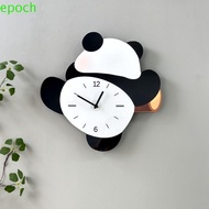 EPOCH Swinging Panda Wall Clock, Cartoon Silent Mute Clock, Wall Decoration Wooden Animal Time Accur