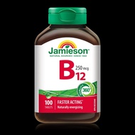 Jamieson Vitamin B12 250mcg 100 Tablets Faster Acting Jamieson 維生素 B12 250微克 100片 速效
