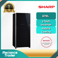 【FREE SHIPPING】Sharp 670L Pelican Refrigerator SJP78MFGK  (GLASS DOOR) PETI SEJUK