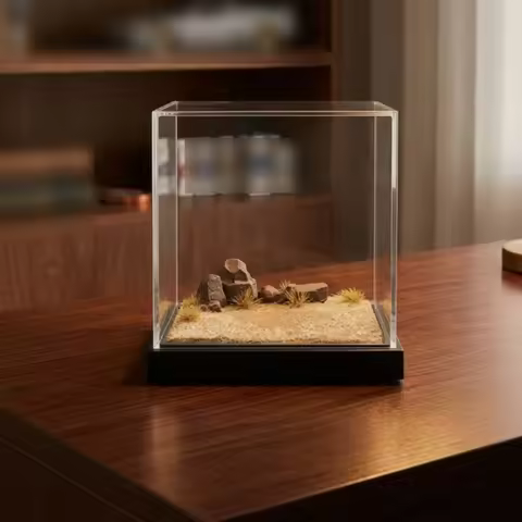 Miniature Scene Platform Clear Display Case with Acrylic Cover 1:64 Scale Display Box Transparent Di