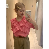 SEVEN | Japan • GRL • Plaid Cross Ruffled Shirtღ
