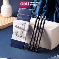Set of 8/12 Deli Professional Sketching Pencils Tin Box - Hardness B/H/HB/2H/2B/4B/6B/8B - Fine Art 