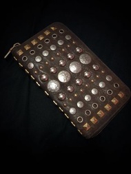 miu miu 啡色鍋釘長銀包 正品