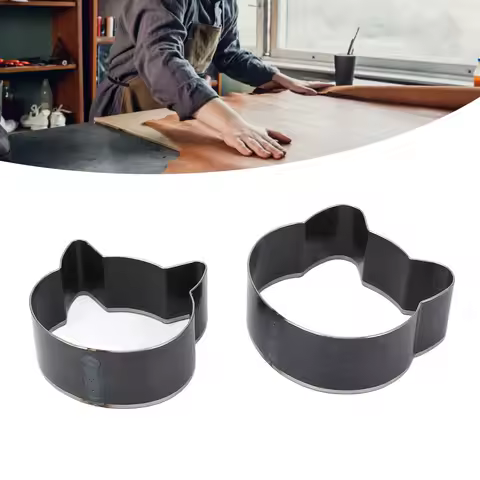 2Pcs Animal Leather Die Cat Head Shape Leather Die 57x57x23mm 50x50x23mm Alloy Steel Animal Leather 