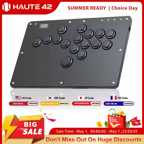 Haute42 Controle Arcade Joystick Hitbox Controller Button Rim Hitbox Leverless Arcade Controller For