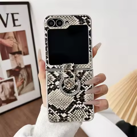 New fashion leather python print for Samsung Galaxy Z Flip5 phone case Z Flip 7 4 3 Z Flip6 Flip5 5G