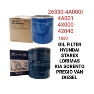OIL FILTER 26330-4A000/1 (4X000/42040) Hyundai Starex Lorimas Kia Sorento Pregio Van Diesel