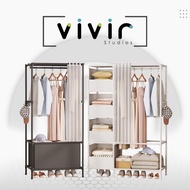 VIVIR Multifunction Clothes Wardrobe Clothes Organization Storage Rack Cabinet Cloth Rack Bedroom Cu