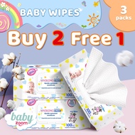 Buy2 Free1! BabyZoom 100 Sheets Makapal Baby Wipes 3 Packs wipes 300Sheet for baby wet wipes baby wi