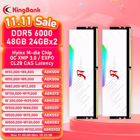 2025 New KingBank RGB DDR5 Ram 48GB (2x24GB) 6000MHz CL28 Hynix M die Desktop Memory Module Ram for 
