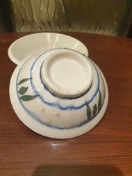 台灣早期胭脂花土瓷碗/碗粿小碗/2個一組