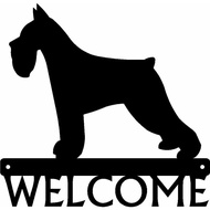 Dog Welcome Sign Wrought Iron Crafts Metal Ornaments Wall Stickers Shape Decoration Pretty Artwork- Miniature Schnauzer - 12 Inch Wide Metal Wall Art Home Decor Accessories