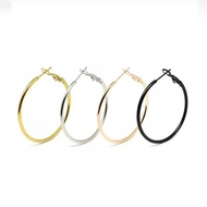 316L Stainless Steel Titanium Steel Large Circle Coil Earrings All-Match Spring Clip Shrimp Bow Buck