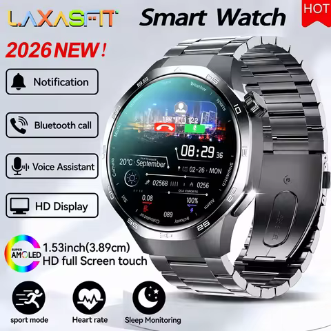 LAXASFIT Smart Watch 1.52" HD Game Dial Dynamic Dial Bluetooth Call Voice Assistant Wireless Chargin