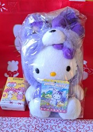 Hello Kitty Sanrio 昭和年代 日本限定 北海道 全新正版 20cm 高 2004年 絕版 收藏品 長尾 紫色 薰衣草 lavender 20cm 長尾巴 狐狸 公仔 毛絨 wolf