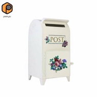 [prettyia] European Post Box Floral Design Vintage Mailbox Spacious Mailbox for Outdoor
