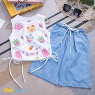 Sun&Moon baby girl Set, long straight jeans - shirt Sleeveless LOOPY LOOPY LOOPY