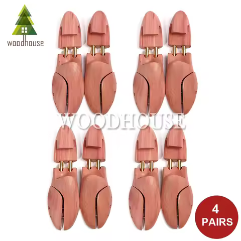 4-PACK Men's and Women's Twin Tube Adjustable Red Cedar Shoe Tree Wood Shoe Tree