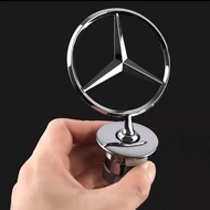3D Metal Chrome Black Mercedes Benz Star Bonnet Logo Hood Emblem For Benz C E S Class W204 W212 W220