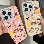 Cartoon Crayon Shin Chan Character Phone Case Compatible for IPhone 11 12 13 Pro 14 15 7 8 Plus SE 2020 XR X XS Max Fashion Metal Lens Protector Shockproof Casing