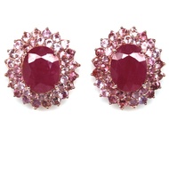 ต่างหูทับทิมชมพูแท้ & ทัวร์มาลีนชมพู เงินแท้ 925 งานแฮนด์เมด | Pink Ruby Earrings Christmas