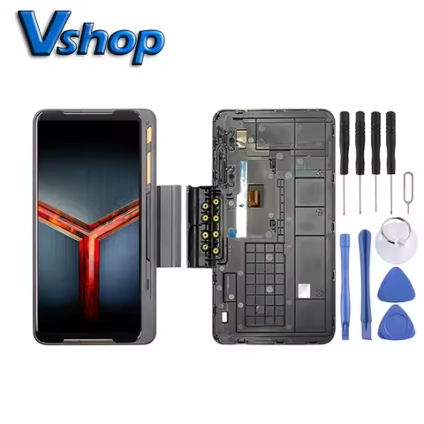 Game Expansion LCD Touch Screen Digitizer Full Assembly for Asus ROG Phone II ZS660KL Mobile Phone L