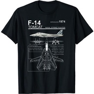 T-Shirt F-14 Tomcat Navy Fighter Jet Diagram Graphic T-Shirt Premium Cotton Combed 24s Original 100%