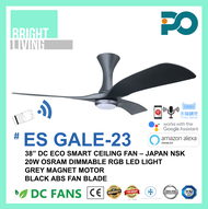 PO ES GALE-23 38" Smart WIFI-Enabled DC Ceiling Fan with 20W Dimmable RGB LED Light Kit