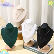 FANSIN Jewelry Storage Rack, Wooden Show Necklace Display Rack,  Suede  Display Model Necklace