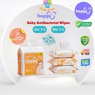 Hoppi Premium Baby Antibacterial Wipes (20 Wipes x 5 Packs) / (80 Wipes x 3 Packs)